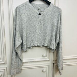 Intimately by Free People Heather Gray Long Sleeve Cropped Sweatshirt Large EUC